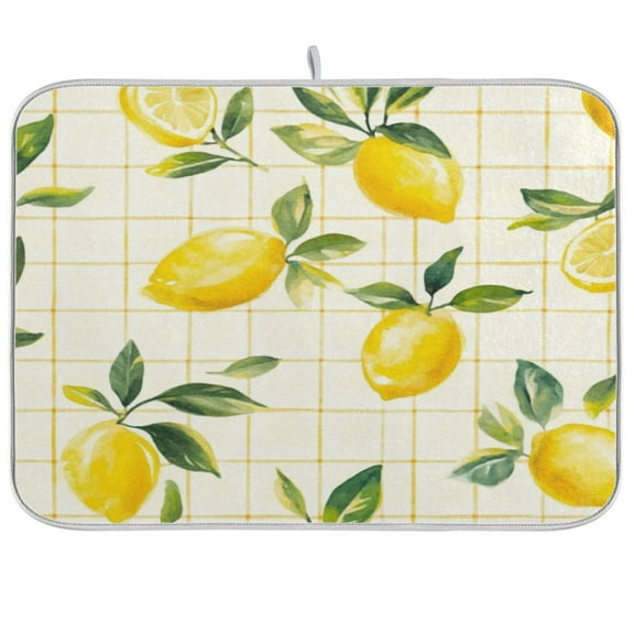 Lemons and Leaves Dish Drying Mat Kitchen Mats Microfiber Counter Absorbent Dish Pad Drainer Rack