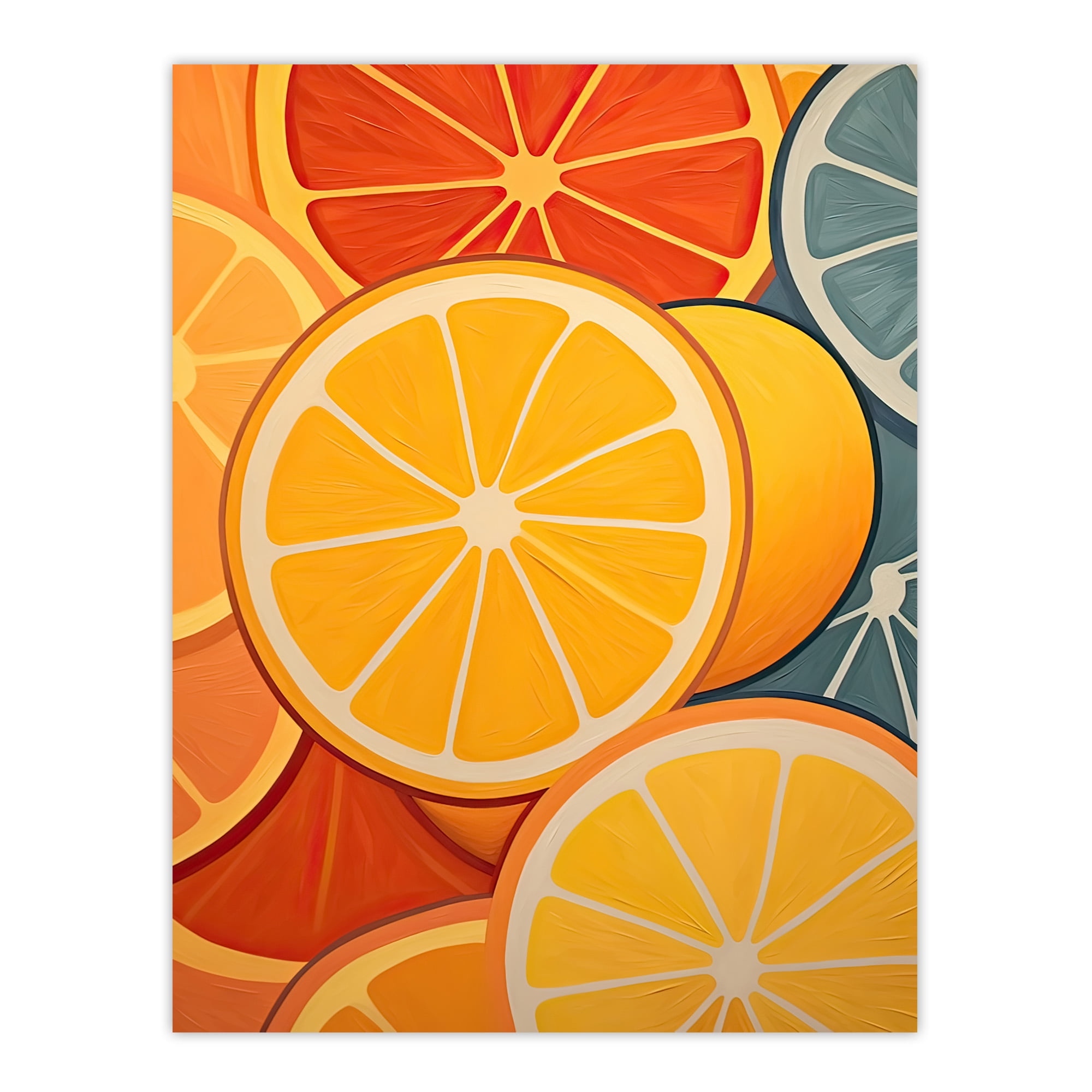 Lemons and Oranges Oil Painting Abstract Fruit Slices Kitchen