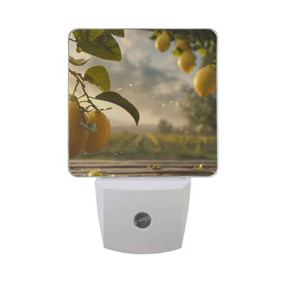 Lemons on Tree Night Light 2 Pack LED Nightlight Plug into Wall Dusk to Dawn Sensor Soft White
