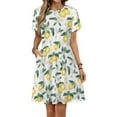 thumbnail image 1 of Lemons on White Women's Dress Short Sleeve Summer Sundress Summer Women Clothes, 1 of 7