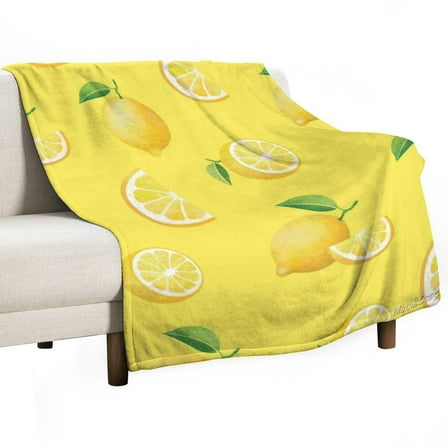 Lemons on Yellow Blanket for Bed Throw Blanket for Women, Men Super Soft Plush Blanket Throw, Print Blanket