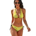 thumbnail image 1 of Lemons on Yellow Women's Bikini V Neck Swimsuit Set 2 Piece Over Size Bathing Suit Side Triangle Bathing Suit, 1 of 9