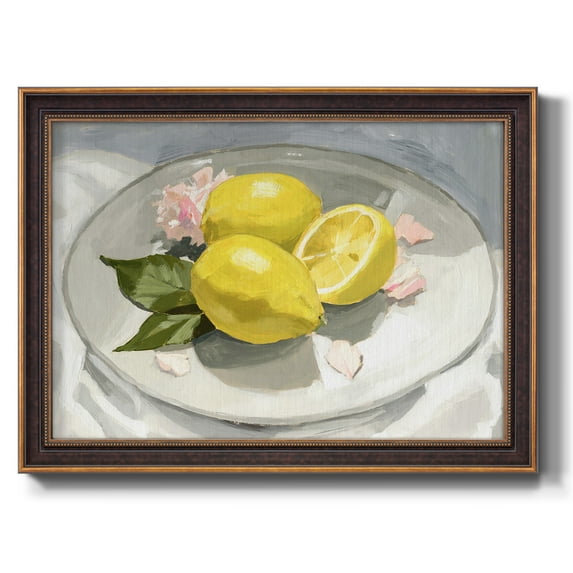 Lemons on a Plate I Premium Framed Canvas- Ready to Hang
