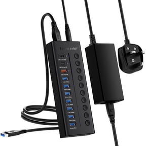 Lemorele 10-in-1 USB 3.0 Hub, 5Gbps Data Transfer Docking Station, 72w Fast Charging Dongle, Black