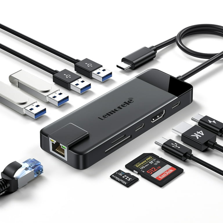 Hub USB C, Adaptateur Multiport 7 en 1 avec 4K HDMI VGA USB 3.0 100 W