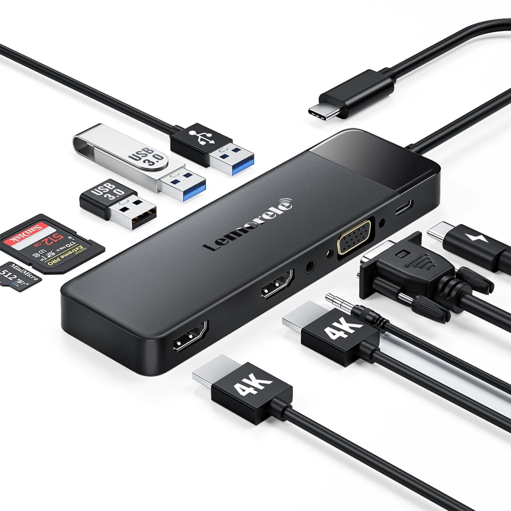 Rocstor Premium USB-C® Multiport Adapter - HDMI® 4K, VGA, GbE, USB 3.0
