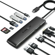 Lemorele 12-in-1 USB C Hub with 4K 2 HDMI Output 3 USB 3.1 10Gbps VGA Audio Ports for Windows MacOS