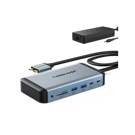 Lemorele 12-in-2 Macbook Docking Station with Triple Displays, Dual 4k HDMI, 96w Fast Charging, 4 USB 3.0, Gigabit Ethernet, SD/TF Card Slot, 3.5mm Audio Port, for Macbook Pro/Air