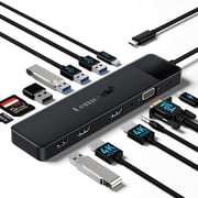 Lemorele 13 in 1 USB C Docking Station Dual Monitor,Laptop Docking Station Triple Display USB C Hub with 2 HDMI, VGA, 100W PD, 6 USB Data Ports, SD/TF & Audio f