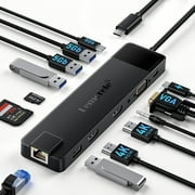 Lemorele Multi-Function Usb C Hub, 13 In 1 Docking Station, 3 Displays with Dual 4k HDMI, Usb  A 3.0/2.0, 100W PD, SD/TF, VGA, 1000M Ethernet Adapter