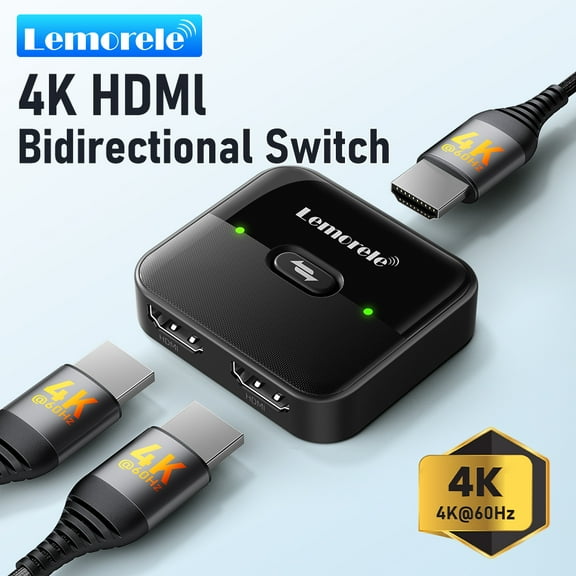 Lemorele 4k@60hz HDMI Bidirectional Switch, Supports 2 in 1 Out/1 in 2 out Bidirectional HDMI Switcher/Distributor