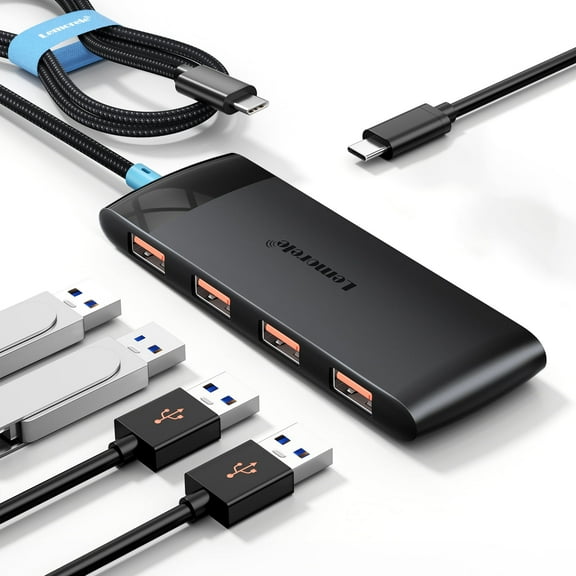 Lemorele 5 in 1 USB C Hub, 4 x USB Type-A 3.2 Gen 2 10Gbps,USB C Adapter Plug and Play for Mac, Dell,Window,20CM Cable