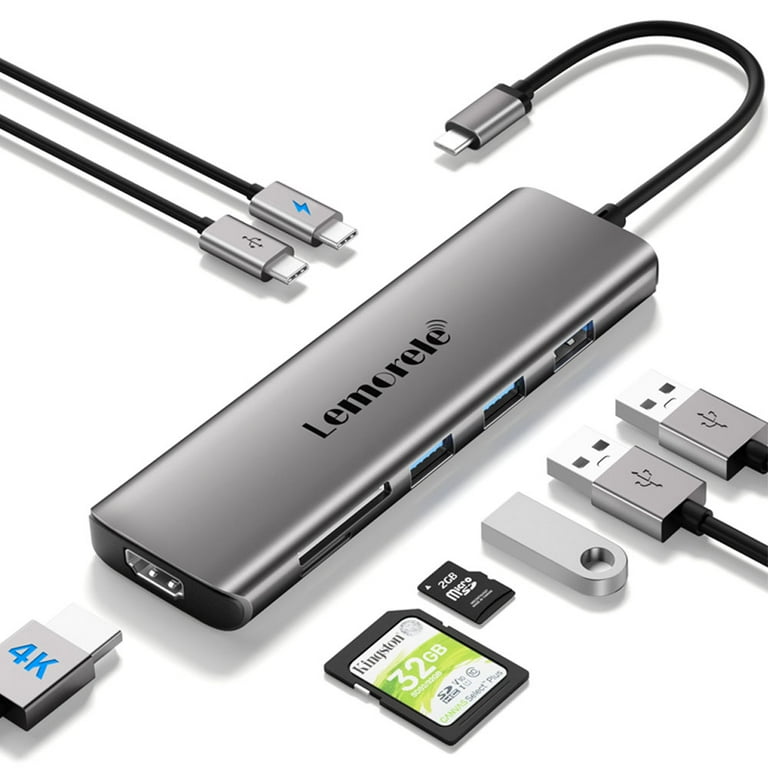 Hub USB C, 10 en 1 Adaptateur Multiport USB-C Dongle avec 4K HDMI