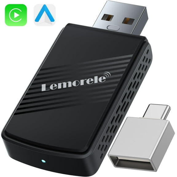 Lemorele CarPlay Wireless Adapter, 2-in-1 Wireless CarPlay and Android Car Adapter, Convert Wired to Wireless, Plug and Play