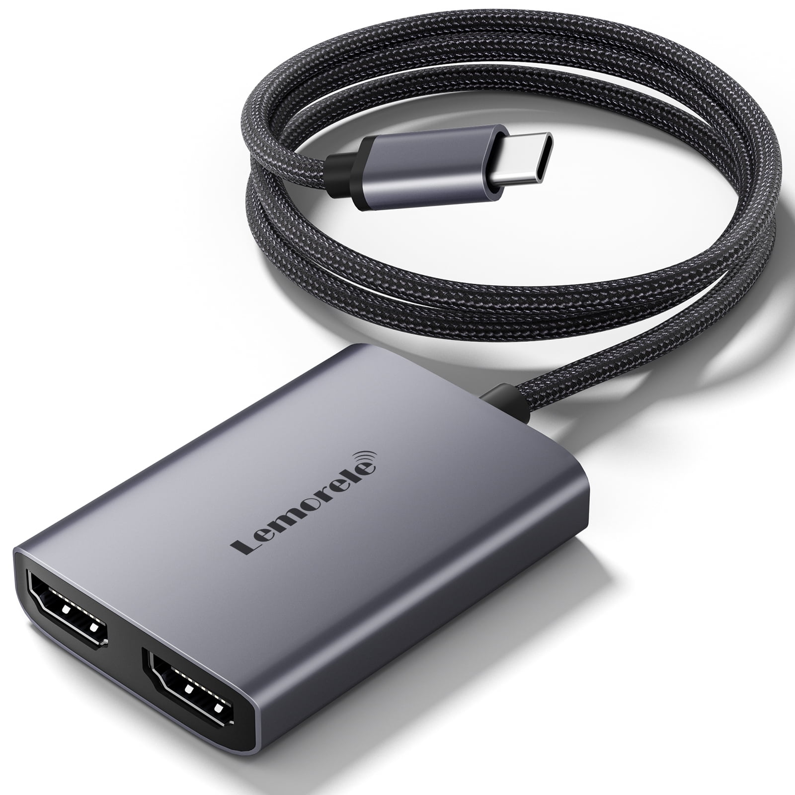 Lemorele USB C to Dual HDMI Adapter, Type C to 4K HDMI Display, Hub with 2 HDMI for Laptops HP/Dell/Lenovo/MacBook