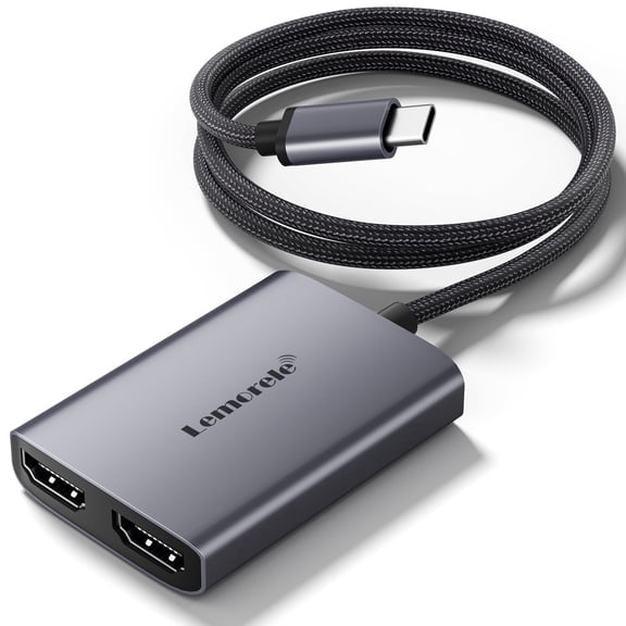 Lemorele USB C to Dual HDMI Adapter, 4K HDMI Ports,Triple Display HDMI Converter for Mac OS and Windows,Hdmi Splitter for Mac OS MST