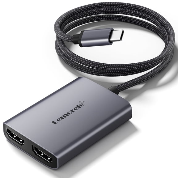 Lemorele Dual HDMI Adapter,USB C to Dual HDMI Adapter with 4K, Triple Display HDMI Converter for MacBook, MST Hub for Mac OS