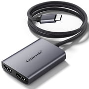 Lemorele USB C to Dual HDMI Adapter, 4K HDMI Ports,Triple Display HDMI Converter for Mac OS and Windows,Hdmi Splitter for Mac OS MST