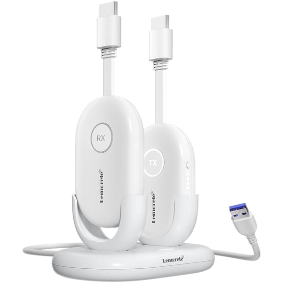 Lemorele Wireless Video Streaming Kit with Charging Dock,164ft 1080p Wireless HDMI Transmitter and Receiver for Meeting Rooms, Classrooms, and Office Projections, Plug & Play