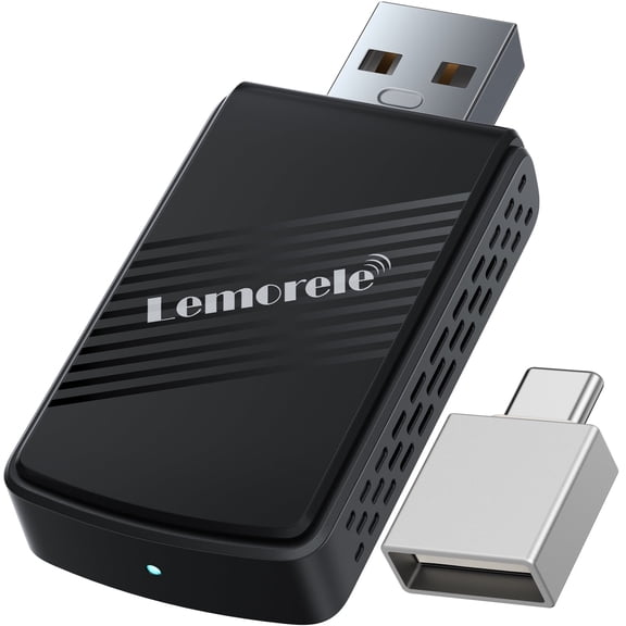 Lemorele P90 2 IN 1 Wireless CarPlay Android Auto Adapter, Bluetooth/Wi-Fi Dongle for Factory Wired CarPlay Cars, Convert to Wireless for iPhone/Android