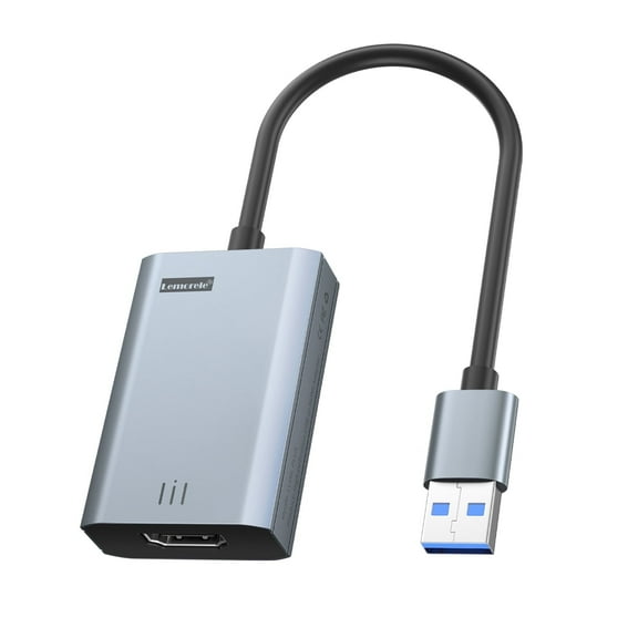 Lemorele Portable USB to HDMI Adapter, 1080P@60Hz Monitor Extender for Laptop to HDMI Monitor/TV/Projector, Compatible with Windows 10 and macOS 10.15+, Aluminum Alloy Case, Plug & Play