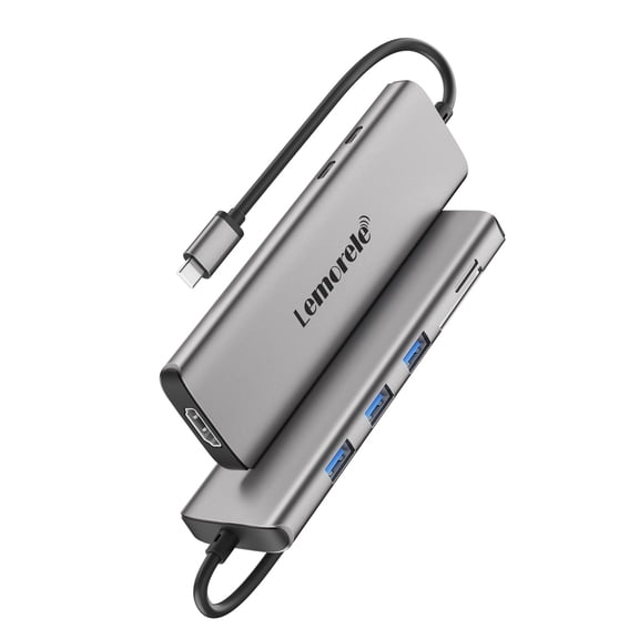 Lemorele TC38L Multiport Adapter 8 IN 1 USB C Docking Station, 100W PD Charging, 4K HDMI, 3xUSB 3.0, SD/TF Card Reader USB C Hub for MacBook, Windows Laptop, iPad, Switch