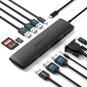 Lemorele 12 in 1 USB C Hub, Triple Display Multiport Adapter with Dual 4K HDMI+VGA,3 USB A 3.2,100W PD Charging,SD/TF Card Reader, Laptop Docking Station for MacBook/Windows