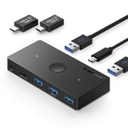 Lemorele USB 3.0 Switch, 2 PCs to Share Multiple Devices, 2-in 5-out KVM Switch, One-button Switching, USB 3.0 Sharing Switcher Hub for Windows/Mac/Linux/Android,Plug & Play