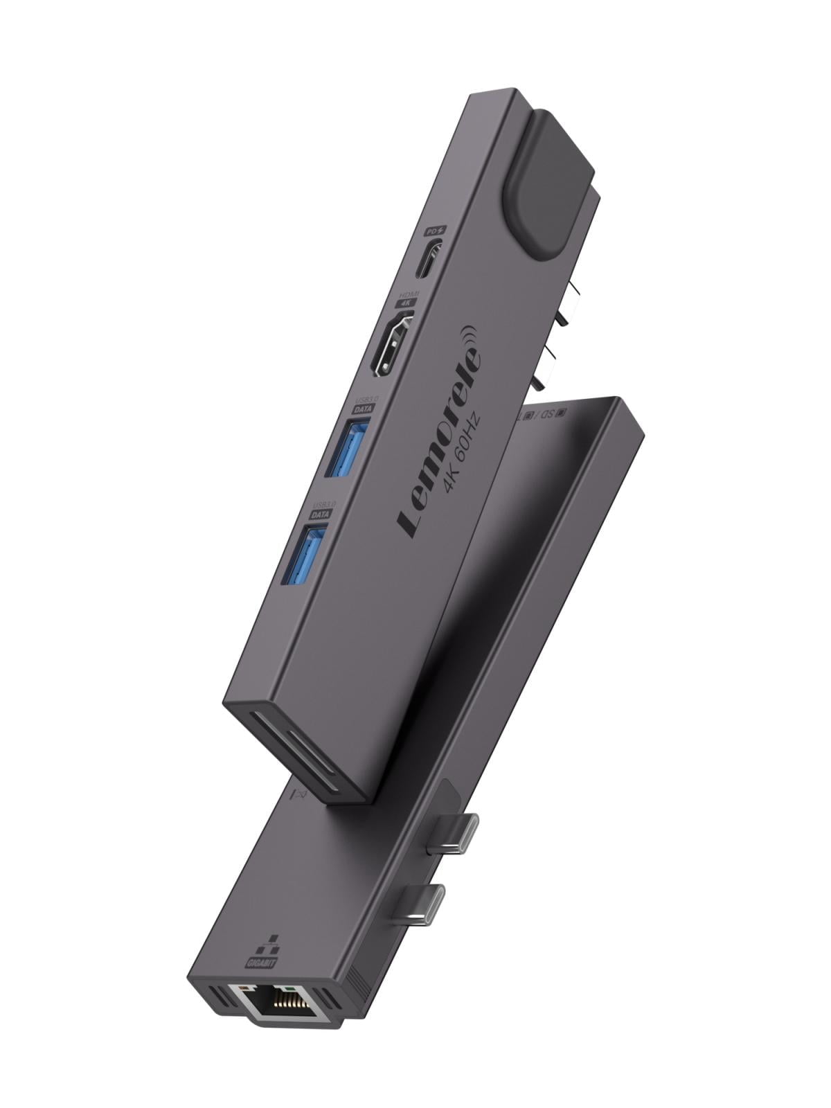 Lemorele USB C Hub for Macbook Pro/Air, 7-in-2 Macbook Docking Station, Mac Dongle with 4k HDMI, USB 3.0, TF/SD, Gigabit Ethernet, USB-C 100w and Thunderbolt 3