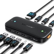 Lemorele USB C KVM Switch,2 PC Sharing Hub,Laptops Docking Station with 4K HDMI,100W PD Charging,USB-A/C Ports, 3.5mm Audio, Type-C Switcher Adapter for Windows,Mac OS,Switch, Mac mini