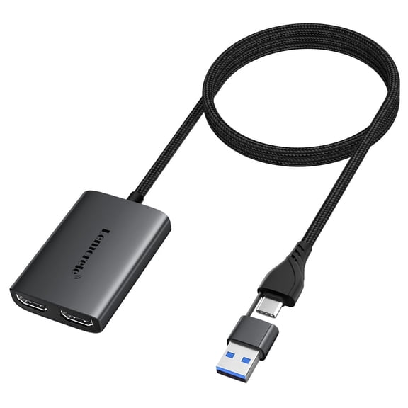 Lemorele USB A/Type-C to Dual HDMI Video Converter,Triple Display HDMI Adapter for MacBook & Windows, 1080P Hub Supported Mac OS MST,Laptop Audio/Video Adapter Aluminum