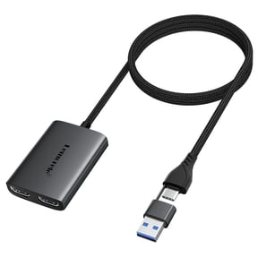 Lemorele USB A/Type-C to Dual HDMI Video Converter,Triple Display HDMI Adapter for MacBook & Windows, 1080P Hub Supported Mac OS MST,Laptop Audio/Video Adapter Aluminum