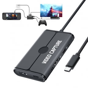 Lemorele Video Capture Card,Game Capture Dock with HDMI Loop‑Out,1080P@60Hz,100W PD Charging,for Nintendo Switch/Steam Deck/ROG,Compatible with OBS