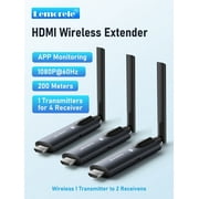 Lemorele Wireless HDMI Transmitter and 2 Receivers, 1080p HDMI Wireless HDMI Extender, 656ft 5g Wireless Screen Mirror for Laptops, Cameras, TV Boxes, Supports 1 Transmitter to 4 Receivers
