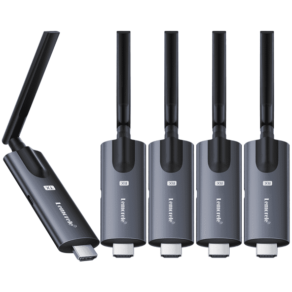 Lemorele Wireless HDMI Transmitter and 4 Receivers, 1080P HDMI Wireless Projector, 656ft 5G Wireless Transmission for Laptops, Cameras, TV Boxes, Supports 1 Transmitter to 4 Receivers