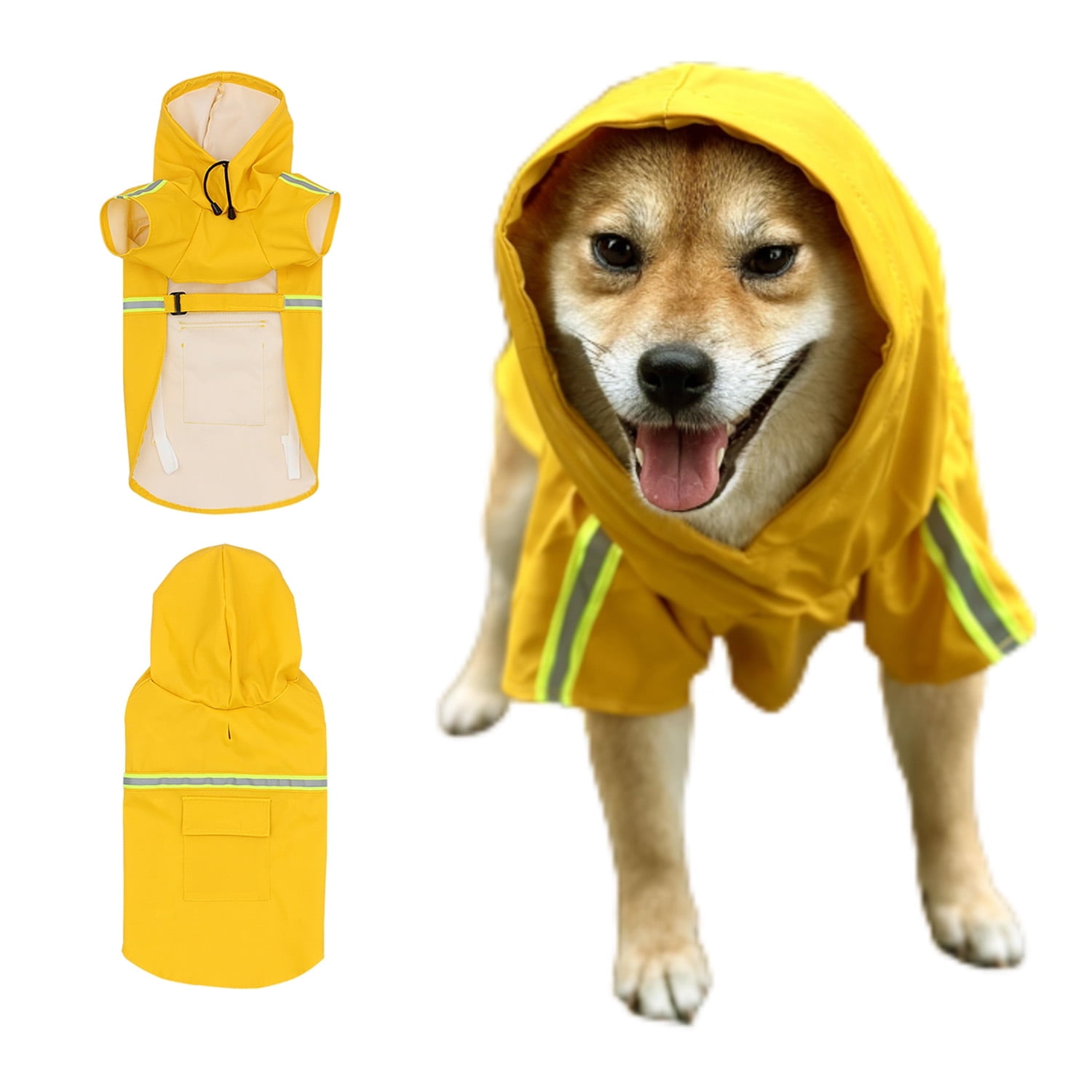 LemuLegu Waterproof Dog Hooded Raincoat Reflective Pet Poncho for