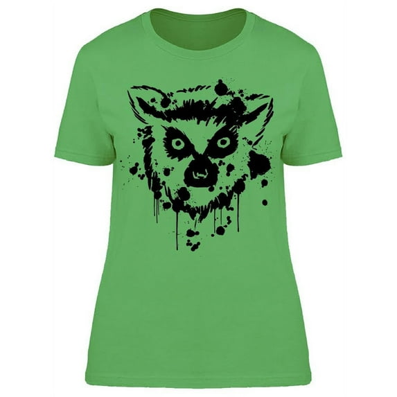 Lemur Black Brush Strokes T-Shirt Women -Image by Shutterstock, Female XX-Large
