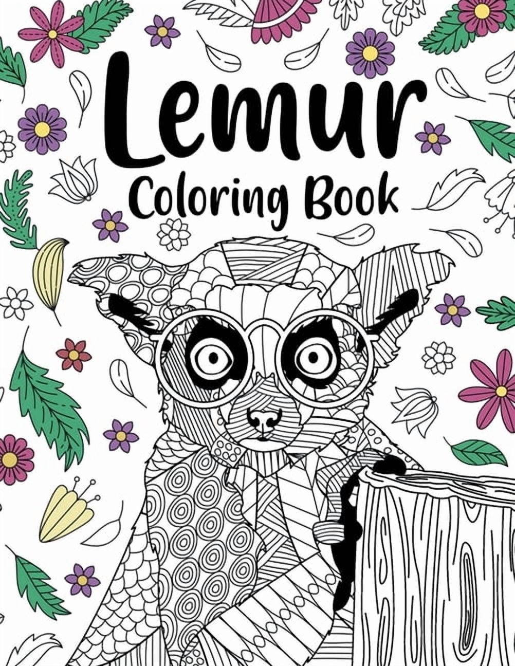 Lemur Coloring Book: Coloring Books for Adults, Gifts for Lemur Lovers, Floral Mandala Coloring Pages, Madagascar Lemur,, (Paperback)