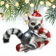 thumbnail image 1 of Lemur Draped in Christmas Fun Glass Christmas Ornament, Madagascar Ring Tailed Monkey, 1 of 3