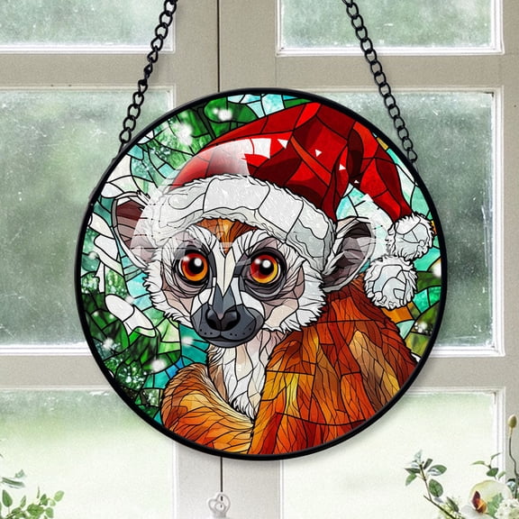 Lemur Ornament Christmas 2025, Lemur Stained Glass Window Hanging Artistic Home Decor for Every Season