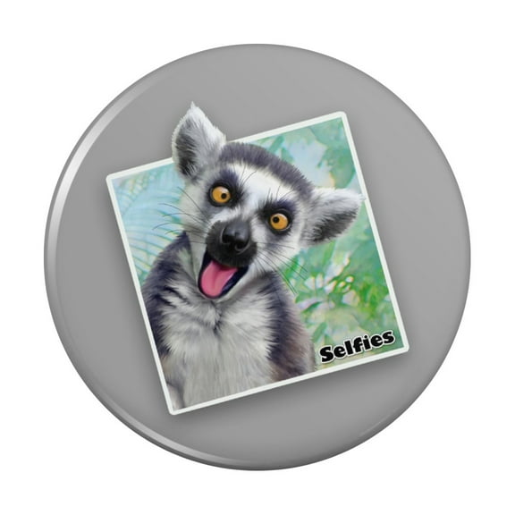 Lemur Selfie Picture Pinback Button Pin