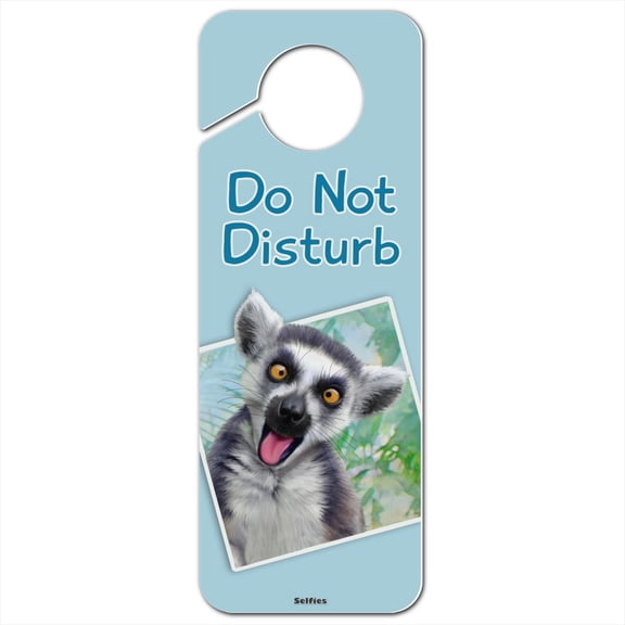 Lemur Selfie Picture Plastic Door Knob Hanger Sign
