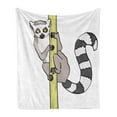 thumbnail image 1 of Lemur Soft Flannel Fleece Throw Blanket, Exotic Wild Monkey Ring Tailed Hugging on Branch Cartoon, Cozy Plush for Indoor and Outdoor Use, 60" x 80", Grey Yellow, by Ambesonne, 1 of 5