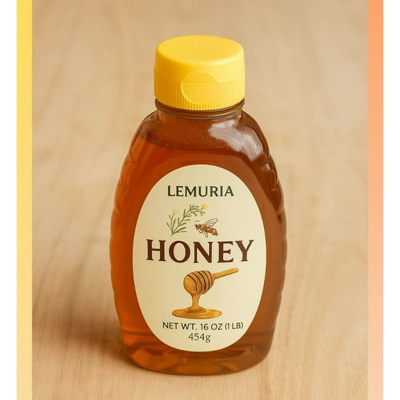 Lemuria - Pure Natural Honey  Raw Honey  1 Lb Squeeze Bottle