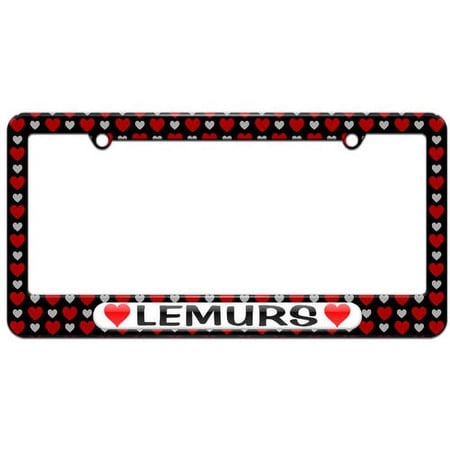 Lemurs Love with Hearts License Plate Tag Frame, Multiple Colors