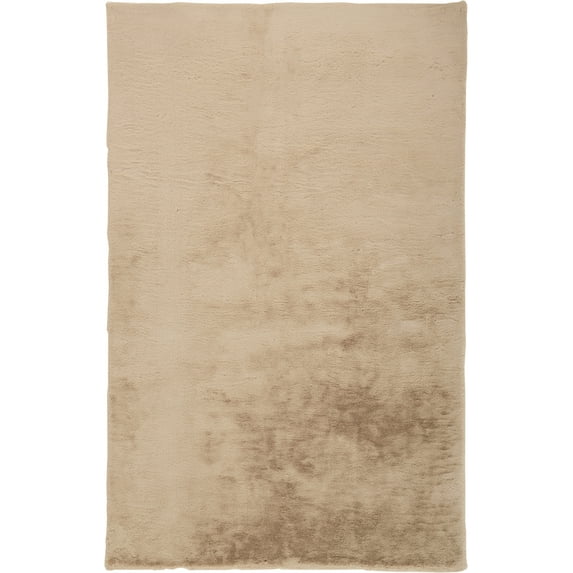Len Glamorous Ultra-Solf Shag Rug, Wheat Beige, 5ft x 6ft - 6in Shaped