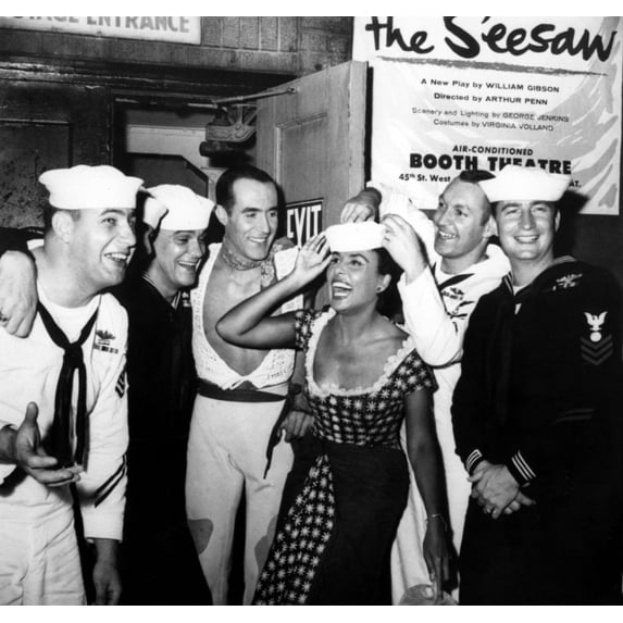 Lena Horne And Ricardo Montalban With Five Crewman Of The Atomic Submarine Nautilus History (24 x 18)