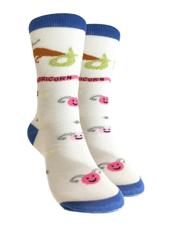 Women's Zodiac Sign Collection - Birthday Horoscope Novelty Crew Socks
