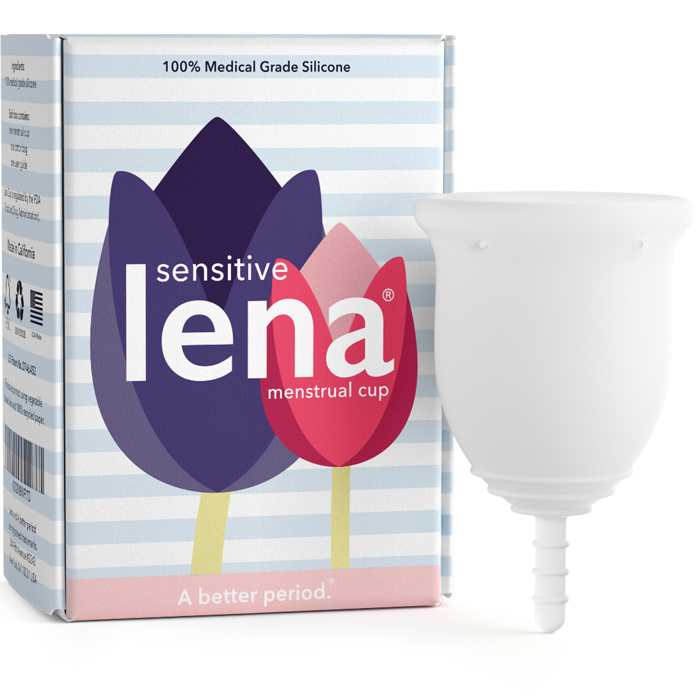 Lena Sensitive Menstrual Cup USA Made Soft Feminine Care 12h Wear