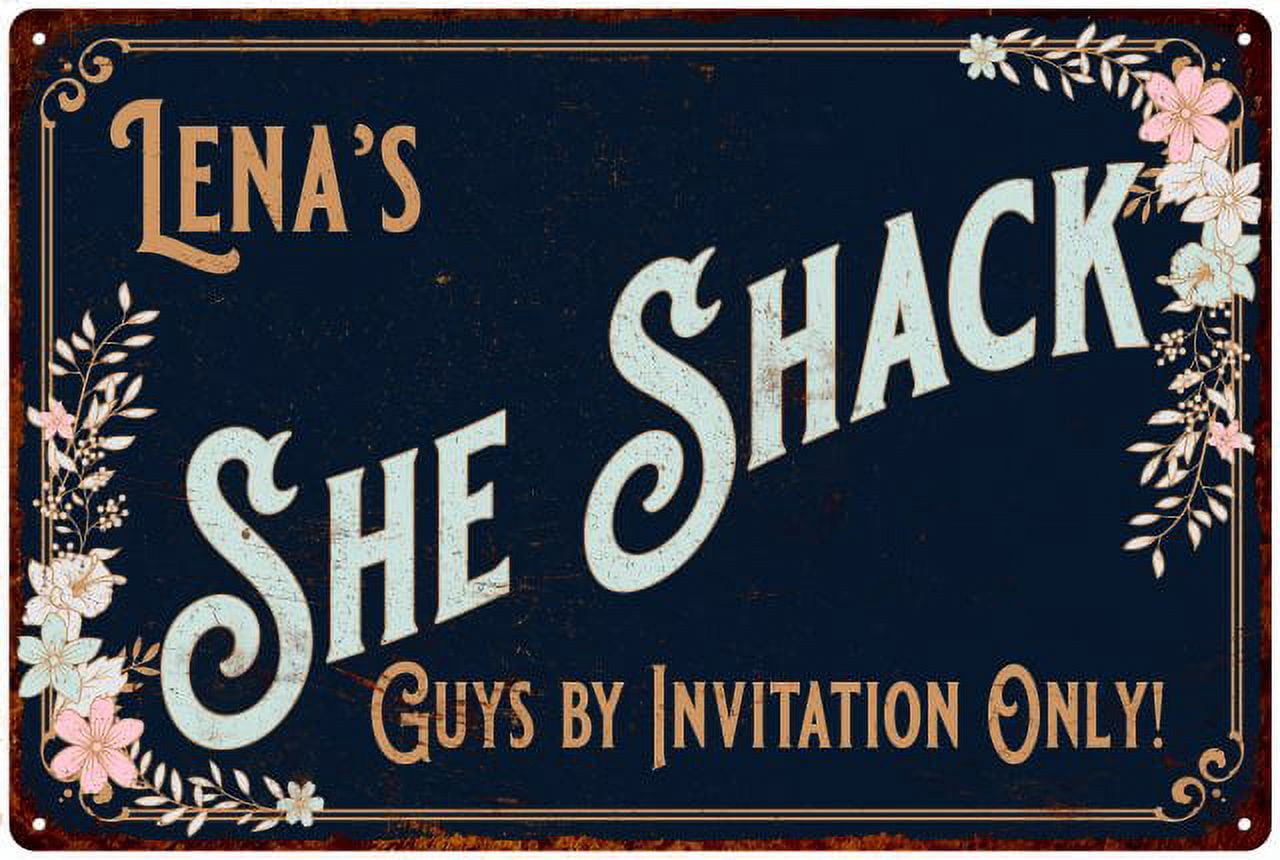 Lena's SHE SHACK Sign Metal Wall Decor 8 x 12 High Gloss Metal ...